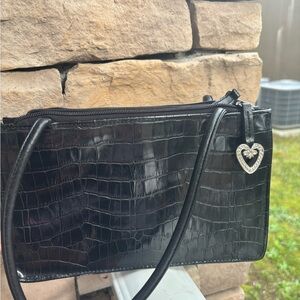 Elegant Black Crocodile-Embossed Women's Bag